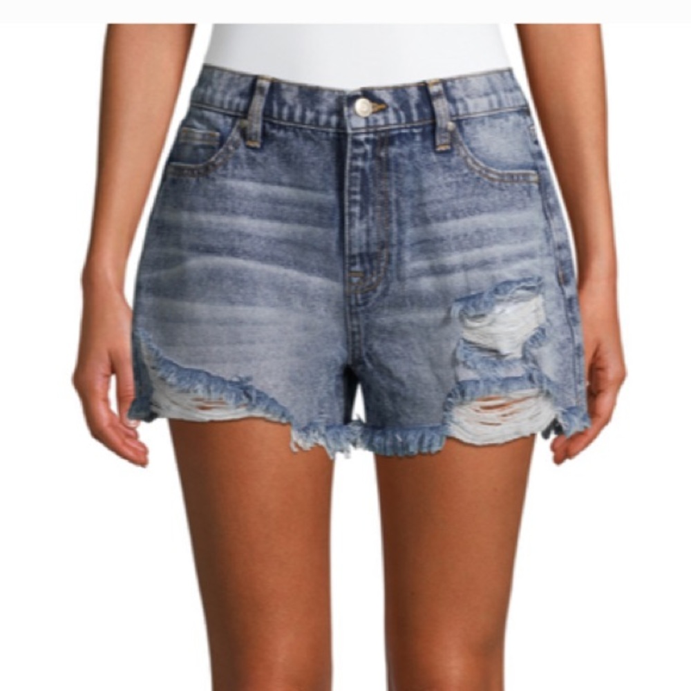Distressed jean cutoffs